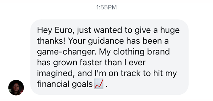 Client testimonial about brand growth